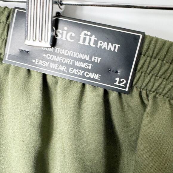 Alfred Dunner Womens Classic Fit Pant Olive Green Elastic Waist 12 - Picture 4 of 6